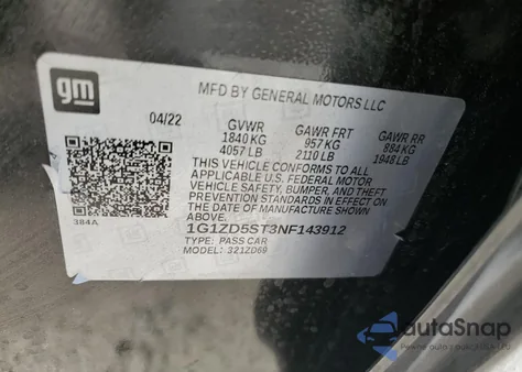 2022 Chevrolet Malibu Lt from USA, damaged, VIN 1G1ZD5ST3NF143912